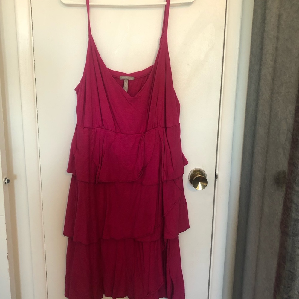 Fuchsia (Pink) layered spaghetti strap dress. Straps are adjustable.